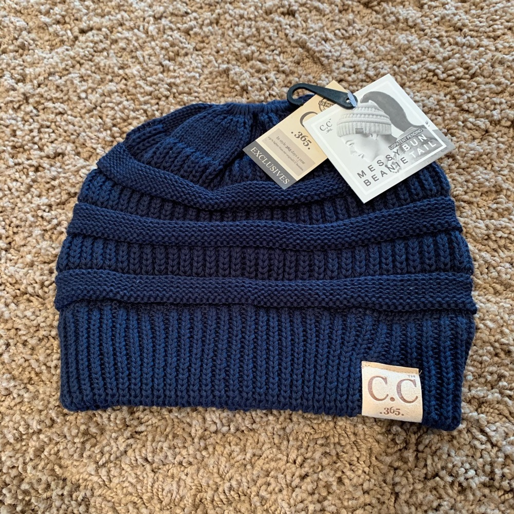 NWT C.C Exclusives Messy Bun Beanie